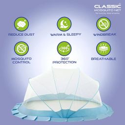 Classic Mosquito Net Baby Mosquito Net | Bottomless Net for Infants, for Safe & Easy Use | Ensures Your Baby's Safe Sleep |135cmX65cmX65cm (0 to 24 Months) - Blue image 2