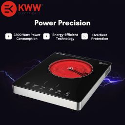 KWW 2200W Infrared Induction Cooktop with Crystal Glass & Touch Panel | All Types of Utensils Induction Cooktop | Digital time & Watt display, Auto Switch Off | 1 Year Warranty (NEO) image 5