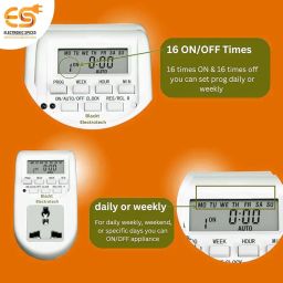Electronic Spices 220V-240V 10A Digital LCD Timer Socket Switch Multifunctional Plug (Pack of 1) image 3