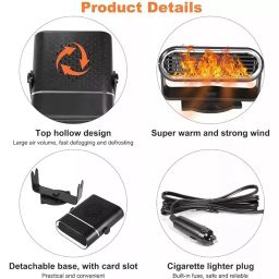 MULZI 2-in-1 Car Heater 150W 12V DC Portable Heater That Plugs into Cigarette Lighter, 360° Free Rotary Adjustment, Quick Heating Defrost and Defogger Fan for Easy Car Climate Control image 5