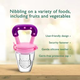 penio soft Silicone Food & Fruit Nibbler with Extra Mesh (Pink & Yellow) – BPA-Free Soft Pacifier Feeder & Teether – Adjustable Flow for Safe Solid Food Introduction image 2