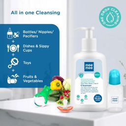 Mee Mee Baby Liquid Cleanser 500ml, Anti-Bacterial Kills 99.9% Germs | Cleanser for Bottles, Nipples, Accessories, Toys, Fruits & Vegetables | No Alcohol, One Drop Cleaning, Dermatologically Tested image 1