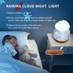 Cloud Humidifier With USB & Adjustable Rain Cloud Water Drop Mushroom Humidifier Waterfall Lamps Essential Oil Diffuser With 7 LED Lights White Color (PACK OF 1) image 4