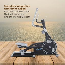 KFS FITNESS Elliptical Cross Trainer with App Connectivity, Dual-Rail System, 10Kg Flywheel, 32-Level Auto Tension, Max 135kg Load, 17" Stride, LED Console, BT Compatible with Fitness Apps - Black image 5