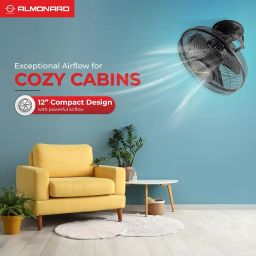 Almonard 300mm High Speed Cabin Fan, High Velocity Blades with Rust-resistant Coating, Single Speed Setting, Silent Ceiling Fan, Cabin Fan for Office, Retail Kiosks, Available in Black image 1