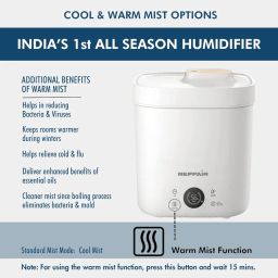 Reffair Caligo 500 Smart Ultrasonic Humidifier | Cool & Warm Mist With Timer Function - Work All Seasons | Top-Fill Design & Led Display | Aroma Oil Diffuser | Automatic Mode (Natural Wood) - 4 L image 1