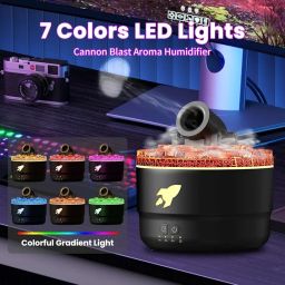 Gnanishwa Cannon Blast Aroma Humidifier – Turret Silent Diffuser with Volcanic Lava Effect, LED Light & Timer (Black) image 1