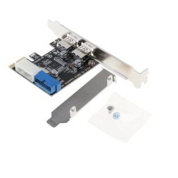 Pci-E to USB 3.0 2 Port Pci Express Expansion Card Adapter 19Pin Power Connector image 1