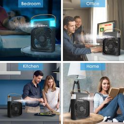 (Lifetime Manufacturing Defect Warranty) White Portable Air Conditioner Fan. Perfect for shops, offices this USB-powered mini AC is a versatile combination of a desk fan, humidifier_Multicolor image 5