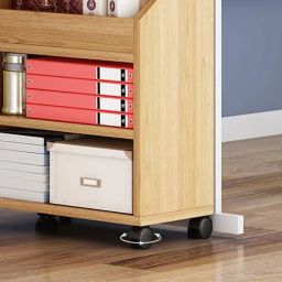 UniShop Bookshelf 3 Layer Storage Rack with Wheels Storage Cabinet Under The Table Filing Cabinet (Brown, 15.7" L x 9.44" W x 25.19” H) image 2