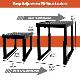Piffny Locker Organizer Shelf， Adjustable Width and Height, Ideal Locker for School, Office, and Gym Lockers… (White) image 1