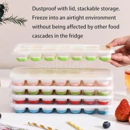 Solitude 2 Pcs Silicone Round Pop Up Ice Cube Mold Trays with Lid for Freezer with Easy Release Flexible Silicone Bottom, Stackable Whiskey Bar Ice Cube Moulds (Multicolor) image 1