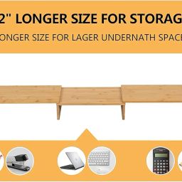 Ketumal Dual Monitor Stand Riser - 3 Shelf Screen Laptop Stand with Storage Length and Angle Adjustable Desktop Organizer Stand for Computer, Laptop, Printer,Office Desk Organizer, Max Load 25kg image 4