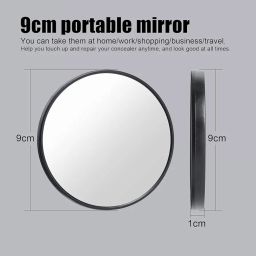 Magnifying Mirror,10X Magnifier Mirrors with 2 Suction Cups, Small Travel Magnifying Mirror for Eyebrow Tweezing, Blackhead Blemish Removal (Black) image 1