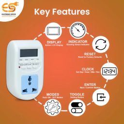Electronic Spices 220V-240V 10A Digital LCD Timer Socket Switch Multifunctional Plug (Pack of 1) image 4
