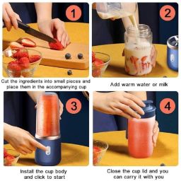 Portable Juicer Blender for Smoothies & Juices | Mini Blender Bottle | 400ml Shake Maker with 1800mAh Battery | Personal Smoothie Mixer for Home, Travel, Gym (Multi Color) image 5