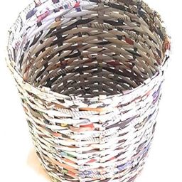 Sonas Creation Paperus, Small Size 8 Inch Tall, 5 Liter, Color Natural, Waste Basket with Cover, Dustbin with Fixed Lid, Trashcan, Paper Bin, Eco-friendly, Handmade, of Paper Ropes image 4