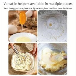 Atta Kneader Dough Maker Stainless Steel Food Processor Tools with Hanging Hole Durable Blender Beater Flour Mixer for Egg,Pastry etc. Time Saving Mixing Stick for Home Kitchen Baking Accessories image 5