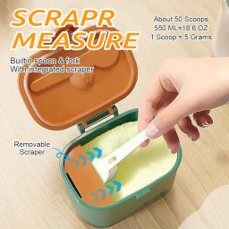 SNOWIE SOFT® 550ml Baby Formula Dispenser with Handle Food-Grade Double Layer Baby Milk Powder Container for Baby Travel with Scoop Leaking Proof Baby Formula Container, Blue image 2