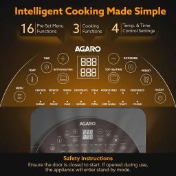 AGARO Elite Air Fryer For Home,14.5L,Rotisserie Convection Oven,1700 watts,Electric Oven,16 Preset Menus,Digital Display,Touch Control,Bake,Roast,Toast,Defrost,Dehydrate,Keep Warm,Dark Grey,14.5 Liter image 3