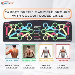 Joyfit Push Up Board -with 14-in-one Muscle Toning System, Push Up Handles, Multifunctional Colour Coded Foldable Pushup Stands for Body Muscle Training, Ideal for Men and Women (Black Push up Board) image 5