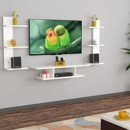 DAS Engineered Wood Dexter Pro Wall Mount Tv Entertainment Unit/With Set Top Box Stand With Wall Shelf Display Rack For Living Room Frosty White (Ideal For Up To 32") Screen image 2