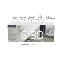 Digital LED Mirror Alarm Clock – Stylish Desk Clock with Automatic Sensor, Loud Alarm Clock for Heavy Sleepers, Time & Date Display for Home, Office, Bedroom, Kitchen, and Study image 3