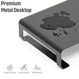 Livzing Metal Monitor Stand Monitor Riser Desk Organizer Supports Upto 20 KG Multipurpose PC Computer Screen Gaming Notebook Desktop Laptop Printer Stand Shelf For Home and Office Black image 5