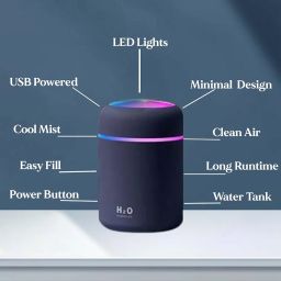Air Humidifier (300 ml) with Colorful LED Lights | Home Air Purifier & Freshener | Maintain Ideal Humidity Level & Improve Air Quality | Aromatherapy Diffuser for Home, Office, and Travel Use image 5