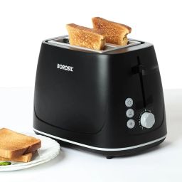 Borosil Krispy Pop-up Toaster, Black, 2-Slice Toaster, 7 Browning Settings, Removable Crumb Tray, 750 W image 1