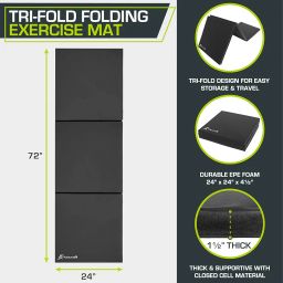 ProSource Tri-Fold Folding Thick Exercise Mat 6'x2' with Carrying Handles for MMA, Gymnastics, Stretching, Core Workouts image 1