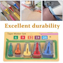 HASTHIP® Bias Tape Maker Set of 5 Sizes 5 Sizes 1/4", 3/8", 1/2", 3/4", 1" DIY Quilting Tools Kit for Fabric Sewing and Quilting image 5