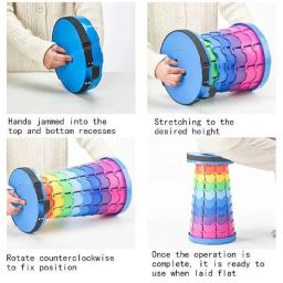 IndusBay® Multilevel Height-Adjustable Telescopic Multi-Purpose Portable Folding Stool for Work from Home, Study, Dining, Camping, Picnic & Outdoor Stool, Heavy Quality Material, Multicolor image 5