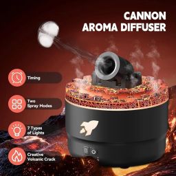 Fulminare Cannon Blast Aroma Humidifier, 7 Colors LED Vapor Cannon Humidifier Silent Diffuser, 2 Mode Creative Turret Air Aromatherapy Small Home Desktop Diffuser for Bedroom (Multicolour) image 3