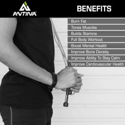 ANTINA Skipping Rope for Men and Women Jumping Rope With Adjustable Height Speed Skipping Rope for Exercise, Gym, Sports Fitness Adjustable Pencil Jump Rope (Black Lime Green) image 2