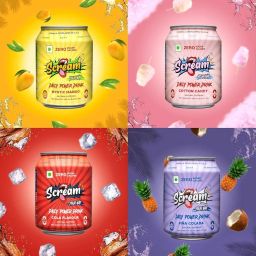 Scream Power Drink: Assorted Flavour, Zero Sugar, Calorie, Carb, Artificial Color Energy Drink With BCAA, Natural Caffeine, Sustained Energy - Pack of 24, 250ml Cans image 2