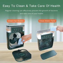 Drumstone (𝗦𝗽𝗲𝗰𝗶𝗮𝗹 𝟱 𝗬𝗲𝗮𝗿𝘀 𝗪𝗮𝗿𝗿𝗮𝗻𝘁𝘆 Portable 5-in-1 Air Cooler Fan with 1500mAh Battery | 5-Hole Spray, Ice Tray, Humidifier, 7-Color LED, 3-Speed Cooling & Timer image 1