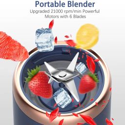 Portable Personal Blender - USB Rechargeable, Mini Blender for Shakes & Smoothies, 400ML Portable Fruit & Veggie Juicer Cup With 6 Blades & Travel Lid image 1