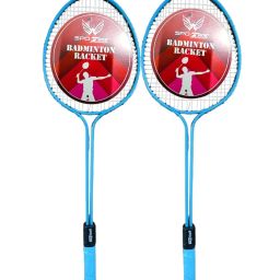 Double Shaft Badminton-Racket, Set of 2 Combo with 6 Pieces Plastic Shuttlecocks with Badminton Net image 1