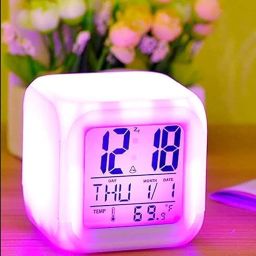 ShopCentre Plastic Changing Multicolour Clock | Digital Led Alarm Clock For Table Home Desk Night Table | With Temperature/Day/Month/Date/Time/Alarm (Digital 1) image 3