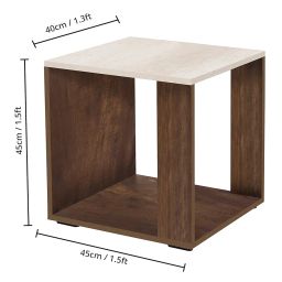 ABOUT SPACE Wooden Center Table, End Sofa Side Table, Bedside Table, Corner Coffee Table with Solid Finish Space Saving Furniture with Storage for Living Room, Bedroom (Walnut - L 40 x B 45 x H 45 cm) image 2