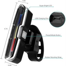 USB Rechargeable Cycle Tail Light LED Waterproof Cycle Light Colors Red, Blue & White Cycle Light for Bicycle Different Modes Cycle Light Rechargeable image 4