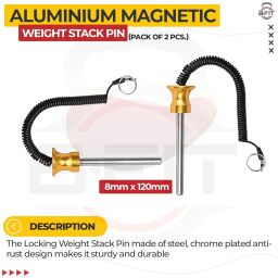 B Fit Pin, Tensile - Magnetic Universal Weight Stack Replacement SELECTOR Key, Weight Stack Pin for Fitness, Size: Dia. 8 x 120mm Locking Space (Pack of 2) image 3