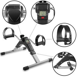 ACUWORLD Mini Cycle Pedal Exerciser with Fixing Strap, Adjustable Resistance and Digital Display - Suitable for Light Exercise of Legs, Arms, and Physiotherapy at Home image 3