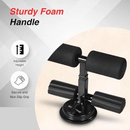 Amazon Brand - Symactive Sit-Up Bar with Foam Handle and Rubber Suction Base | Sturdy Foam Handle | Adjustable Height | Equipment for Sit-ups and Push-ups Assistant Device (Black) image 1