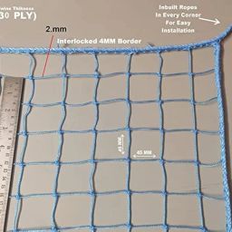 Nylon 70x10 Feet Ground Boundary and Practice Cricket Net (Blue) image 2