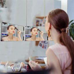 JUKKRE 360 Degree Mirror, Self Haircut Mirror 3 Way Mirror 360 Salon Barber Mirror for Makeup Shaving DIY Haircut Travel Braiding, Black image 5