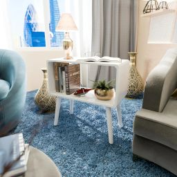ETIQUETTE ART End Table,Bedside Table with Storage Open Shelf Wood Shelf,Small End Side Table with Decorative for Bedroom,Living Room (White) image 2