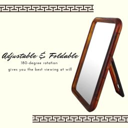 Scarlet Line Rectangular One Sided Makeup Mirror Adjustable n Foldable Hand Mirror for Makeup, Handy Mirror for Travel with Plastic Handle Stand image 1