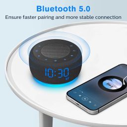 BUFFBEE Alarm Clock Radio with Bluetooth Speaker - High Fidelity Sound, Full Range Dimmer, Battery Backup, FM Radio Clock for Bedrooms image 4